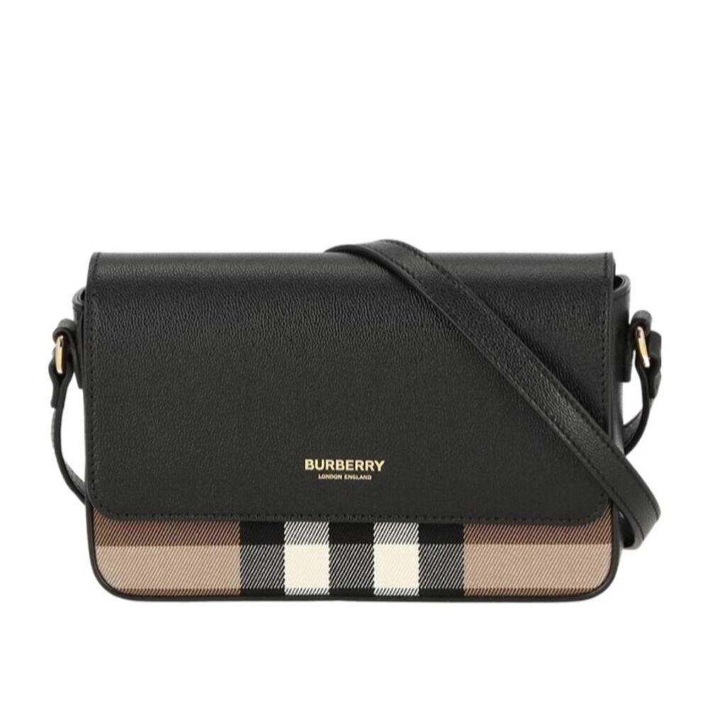 Burberry Hampshire Small House Check & Leather Crossbody NWT - Picture 2 of 11